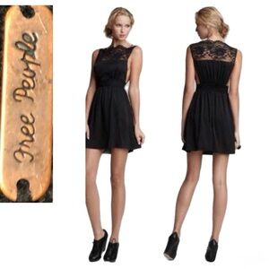 Free People Tea For Two Black Lace Mini Dress | Size Small